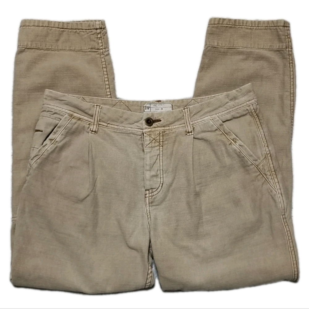 Free People Utility Boyfriend Button Fly Cotton Tan Pants Women's 29 Mid Rise - Picture 3 of 9